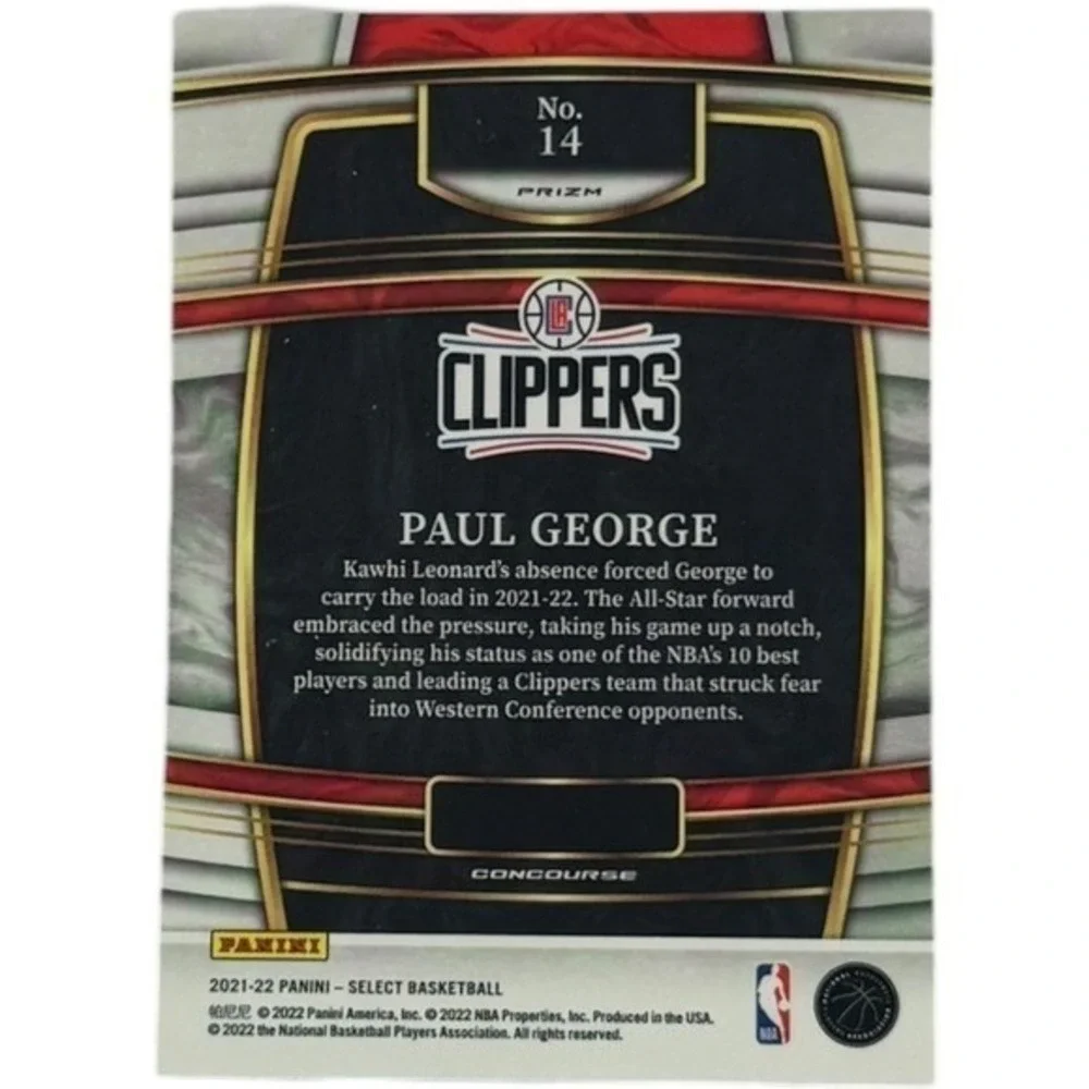 2021 2022‎ Panini Select Prizm Concourse Paul George Los Angeles Clippers